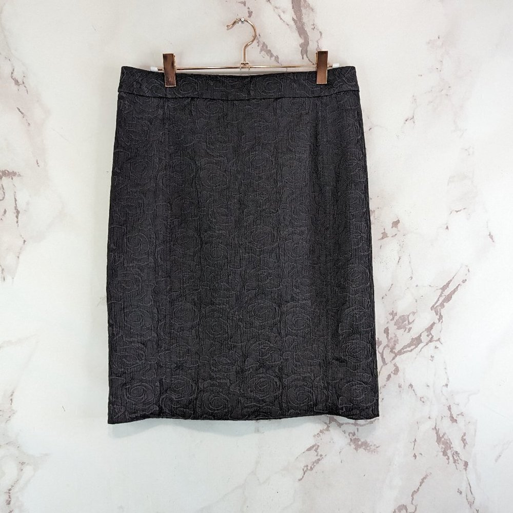 Anthropologie Skirt Womens 6 Black Small Brocade Metallic Business Vanessa